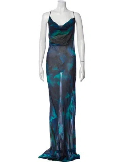 Pre-owned Rat & Boa Printed Long Dress In Blue