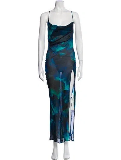 Pre-owned Rat & Boa Printed Long Dress In Blue