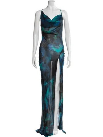Pre-owned Rat & Boa Printed Long Dress In Blue
