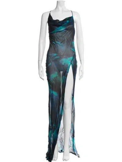 Pre-owned Rat & Boa Printed Long Dress In Blue