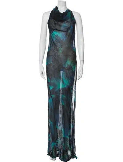 Pre-owned Rat & Boa Printed Long Dress In Blue
