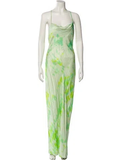 Pre-owned Rat & Boa Printed Long Dress In Green