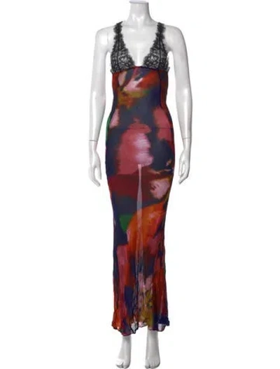 Pre-owned Rat & Boa Printed Long Dress In Pink
