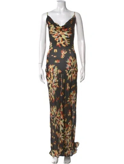 Pre-owned Rat & Boa Printed Long Dress W/ Tags In Black