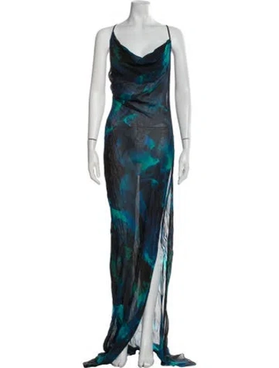 Pre-owned Rat & Boa Printed Long Dress W/ Tags In Blue