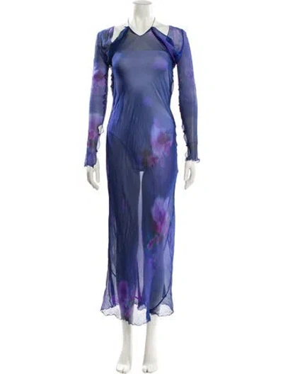 Pre-owned Rat & Boa Printed Midi Length Dress In Blue