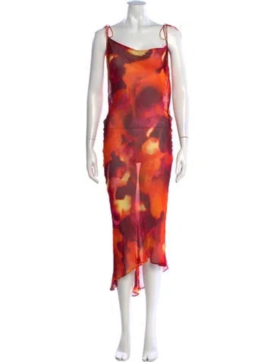 Pre-owned Rat & Boa Printed Midi Length Dress In Orange