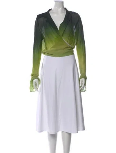 Pre-owned Rat & Boa Printed V-neck Blouse In Green