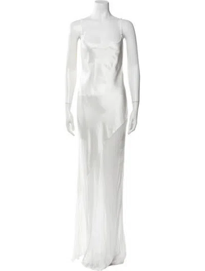 Pre-owned Rat & Boa Scoop Neck Long Dress In White