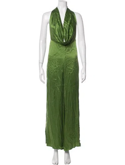 Pre-owned Rat & Boa Silk Cowl Neck Jumpsuit In Green