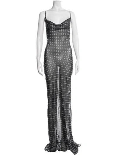 Pre-owned Rat & Boa Silk Long Dress In Black/white