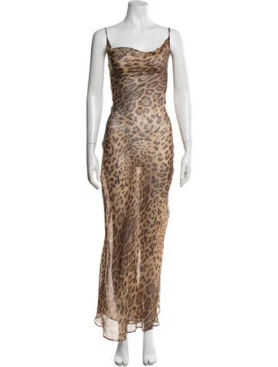 Pre-owned Rat & Boa Silk Long Dress In Brown