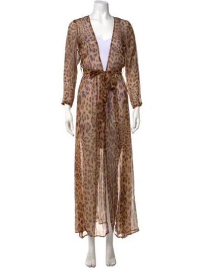 Pre-owned Rat & Boa Silk Long Dress In Brown