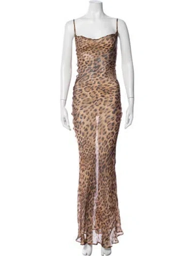 Pre-owned Rat & Boa Silk Long Dress In Brown