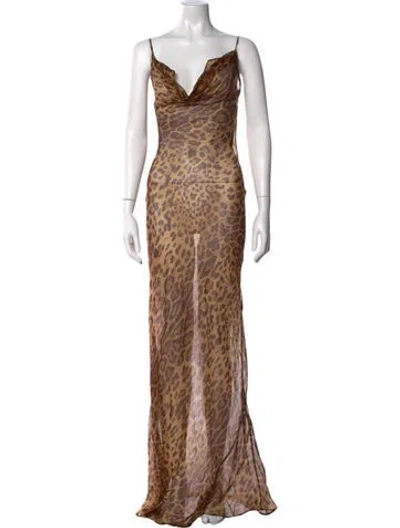 Pre-owned Rat & Boa Silk Long Dress In Brown