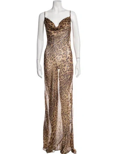 Pre-owned Rat & Boa Silk Long Dress In Brown