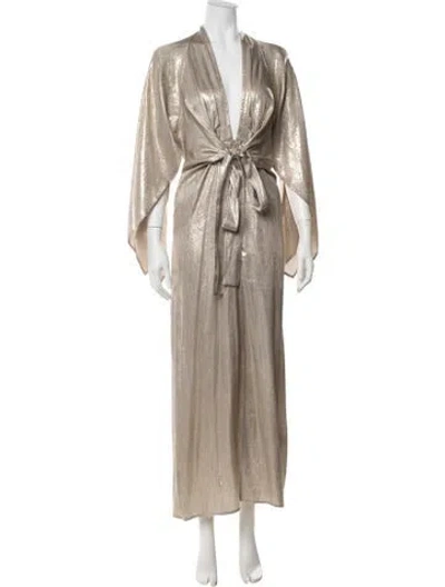 Pre-owned Rat & Boa Silk Long Dress In Gold/neutrals