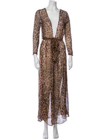 Pre-owned Rat & Boa Silk Long Dress In Neutrals