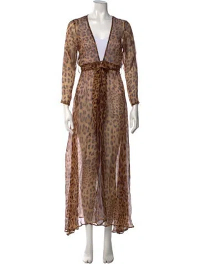 Pre-owned Rat & Boa Silk Long Dress In Neutrals