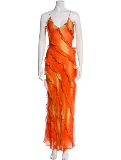 Pre-owned Rat & Boa Silk Long Dress In Orange