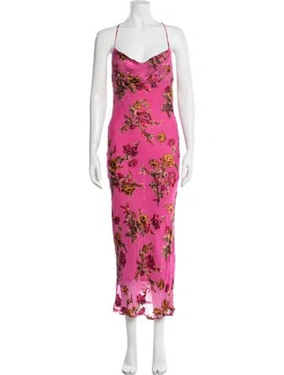Pre-owned Rat & Boa Silk Long Dress In Pink