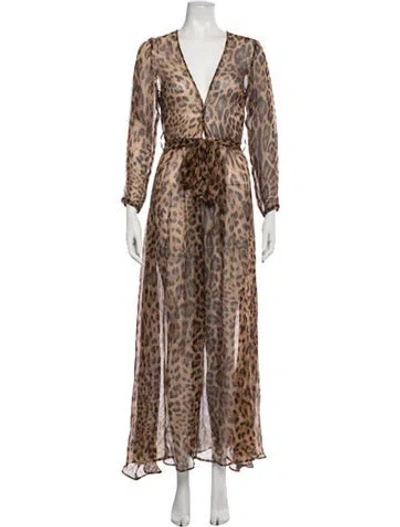 Pre-owned Rat & Boa Silk Long Dress W/ Tags In Brown