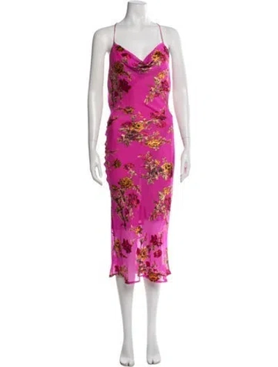 Pre-owned Rat & Boa Silk Midi Length Dress In Pink