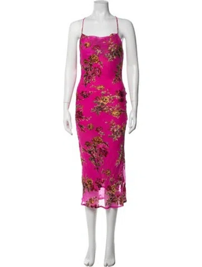 Pre-owned Rat & Boa Silk Midi Length Dress In Pink