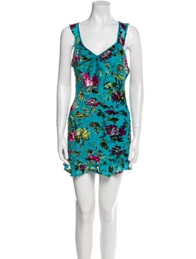 Pre-owned Rat & Boa Silk Mini Dress In Blue