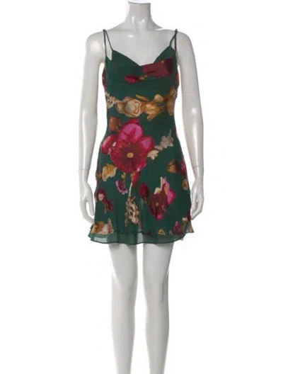 Pre-owned Rat & Boa Silk Mini Dress In Green