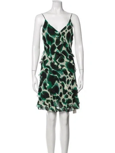 Pre-owned Rat & Boa Silk Mini Dress In Green