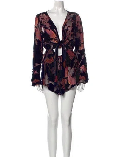 Pre-owned Rat & Boa Silk Printed Romper In Multi