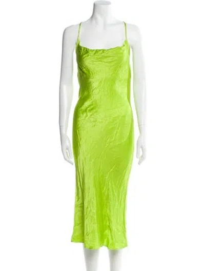 Pre-owned Rat & Boa Square Neckline Midi Length Dress In Green