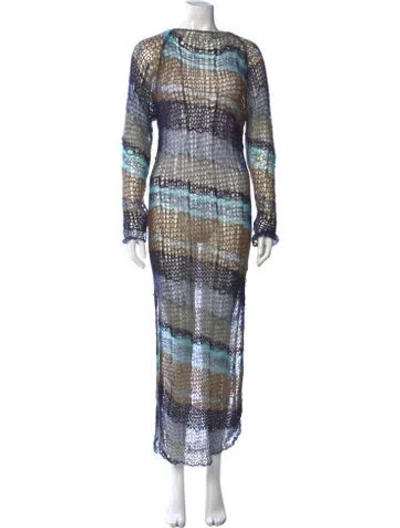Pre-owned Rat & Boa Striped Long Dress In Blue