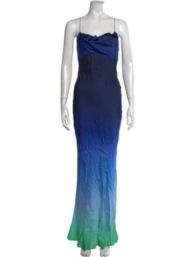 Pre-owned Rat & Boa Tie-dye Print Long Dress In Blue
