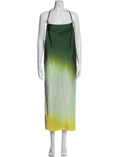 Pre-owned Rat & Boa Tie-dye Print Long Dress In Green