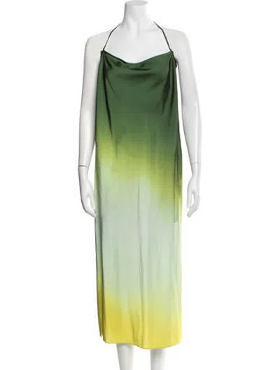 Pre-owned Rat & Boa Tie-dye Print Long Dress In Green