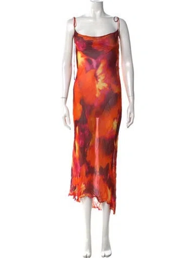 Pre-owned Rat & Boa Tie-dye Print Long Dress In Orange