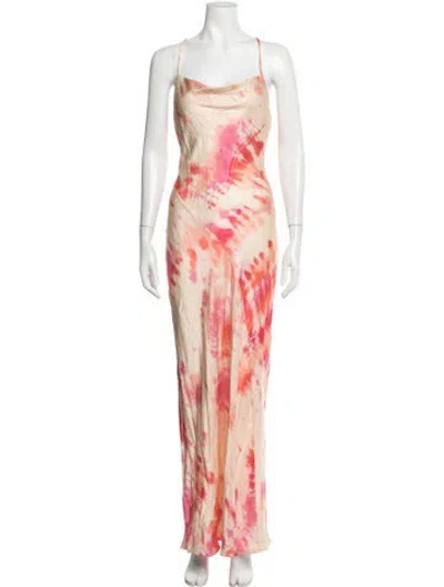 Pre-owned Rat & Boa Tie-dye Print Long Dress In Yellow