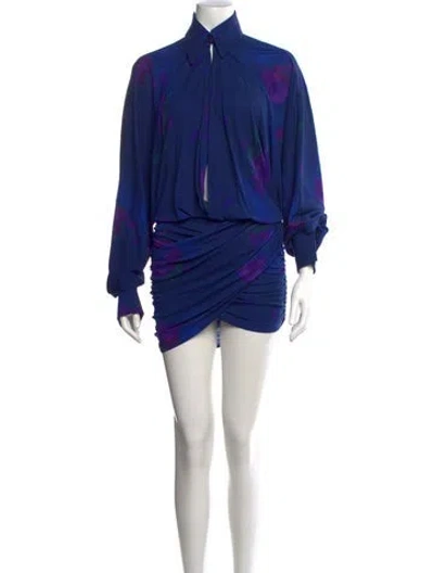 Pre-owned Rat & Boa Tie-dye Print Mini Dress In Blue