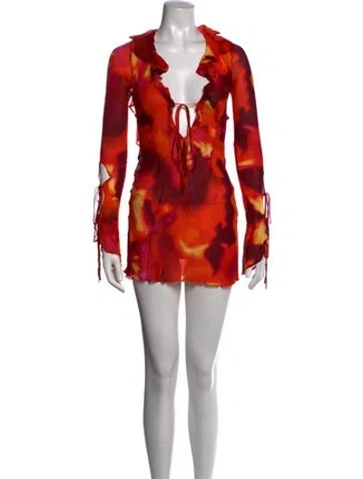 Pre-owned Rat & Boa Tie-dye Print Mini Dress In Red