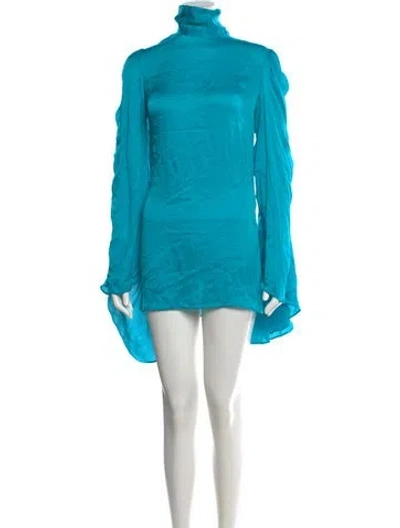 Pre-owned Rat & Boa Turtleneck Mini Dress In Blue