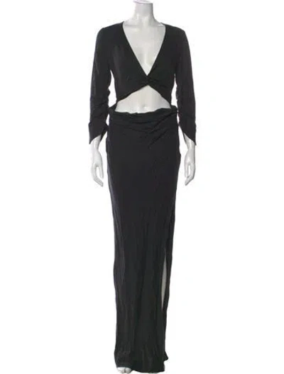 Pre-owned Rat & Boa V-neck Long Dress In Black