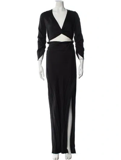 Pre-owned Rat & Boa V-neck Long Dress In Black