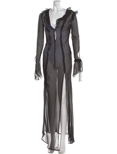 Pre-owned Rat & Boa V-neck Long Dress In Black