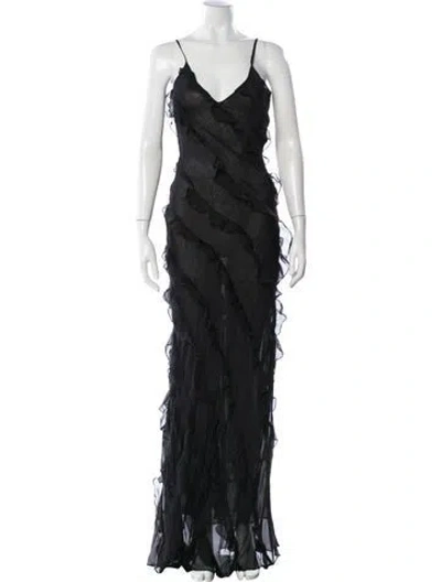 Pre-owned Rat & Boa V-neck Long Dress In Black