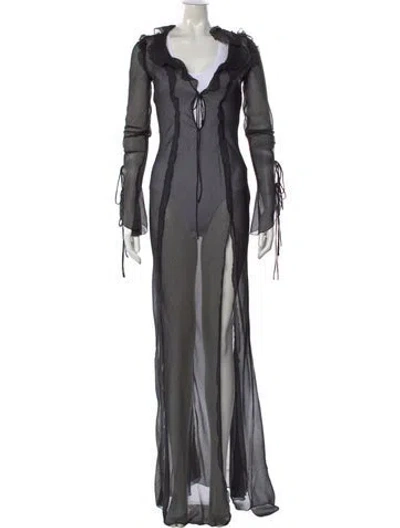 Pre-owned Rat & Boa V-neck Long Dress In Black
