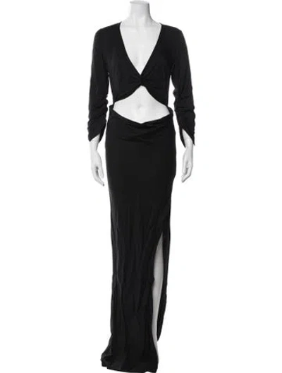 Pre-owned Rat & Boa V-neck Long Dress In Black
