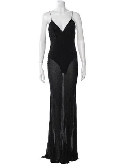 Pre-owned Rat & Boa V-neck Long Dress In Black