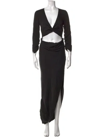 Pre-owned Rat & Boa V-neck Long Dress In Black